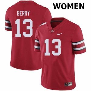 Women's Ohio State Buckeyes #13 Rashod Berry Red Nike NCAA College Football Jersey October KUP3144KB